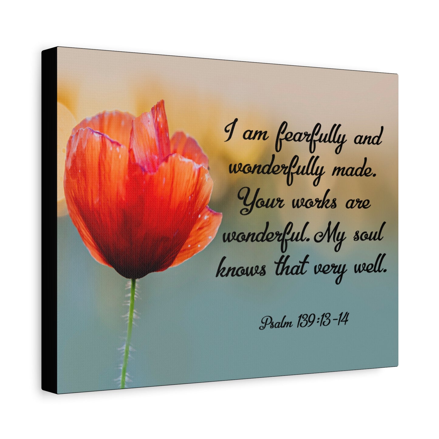 Bible Verse Canvas I Am Fearfully and Wonderfully Made Psalm 139:13-14 Christian Home Décor Wall Art Scripture Ready to Hang Faith Print