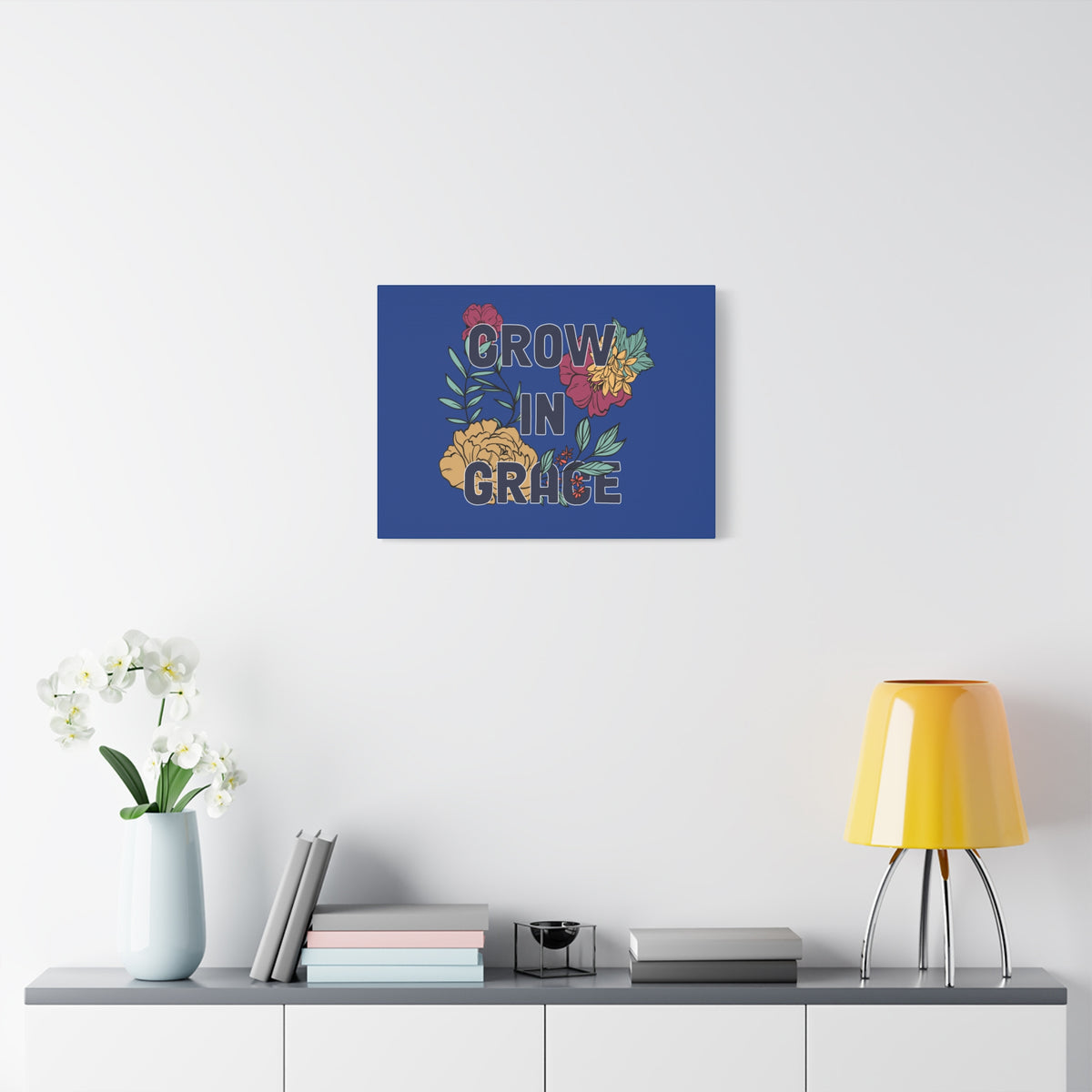 Scripture Canvas Grow In Grace 2 Peter 3:18 Yellow Flower Christian Wall Art Bible Verse Print Ready to Hang