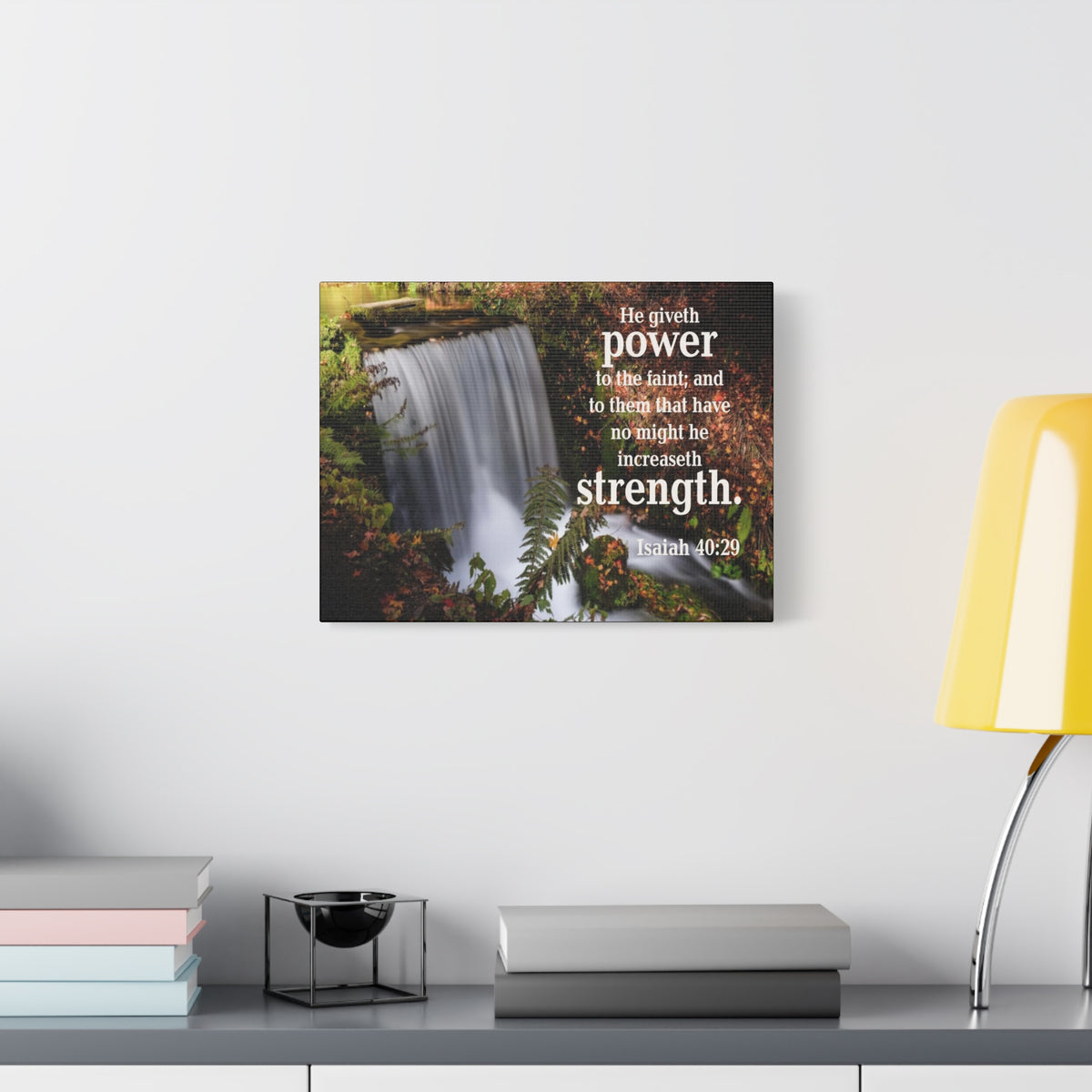 Scripture Canvas He Giveth Power and Strength Isaiah 40:29 Christian Wall Art Bible Verse Print Ready to Hang