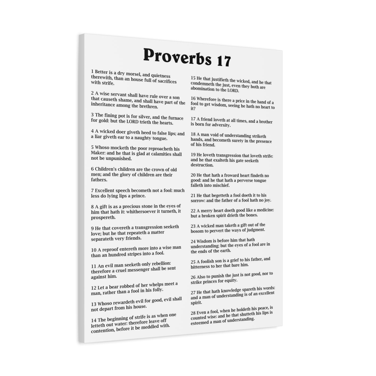 Scripture Walls Proverbs Chapter 17 White Bible Canvas Christian Wall Art Ready to Hang Unframed