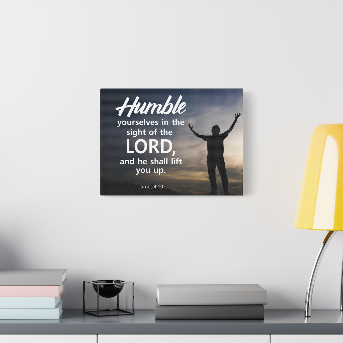 Scripture Canvas Humble Yourselves in The Lord James 4:10 Christian Wall Art Bible Verse Print Ready to Hang