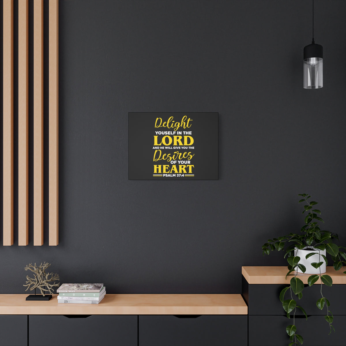 Scripture Canvas Desires Of Your Heart Psalm 37:4 Christian Wall Art Bible Verse Print Ready to Hang