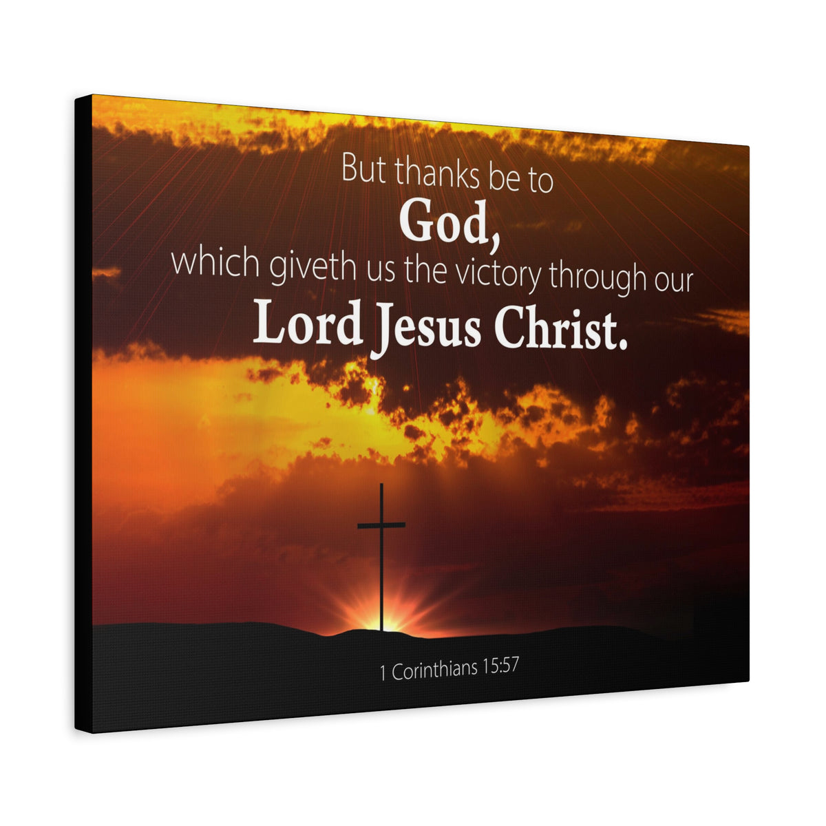 Scripture Canvas Thanks Be to God 1 Corinthians 15:57 Christian Wall Art Bible Verse Print Ready to Hang