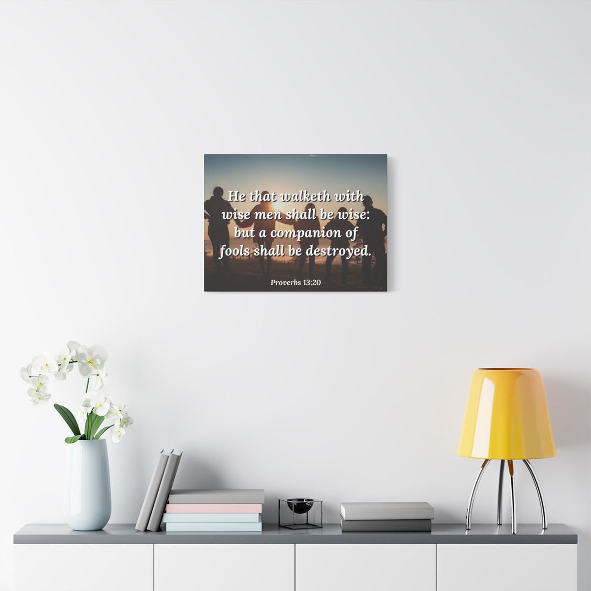 Scripture Canvas Walk With Wise Men Proverbs 13:20 Christian Wall Art Bible Verse Print Ready to Hang
