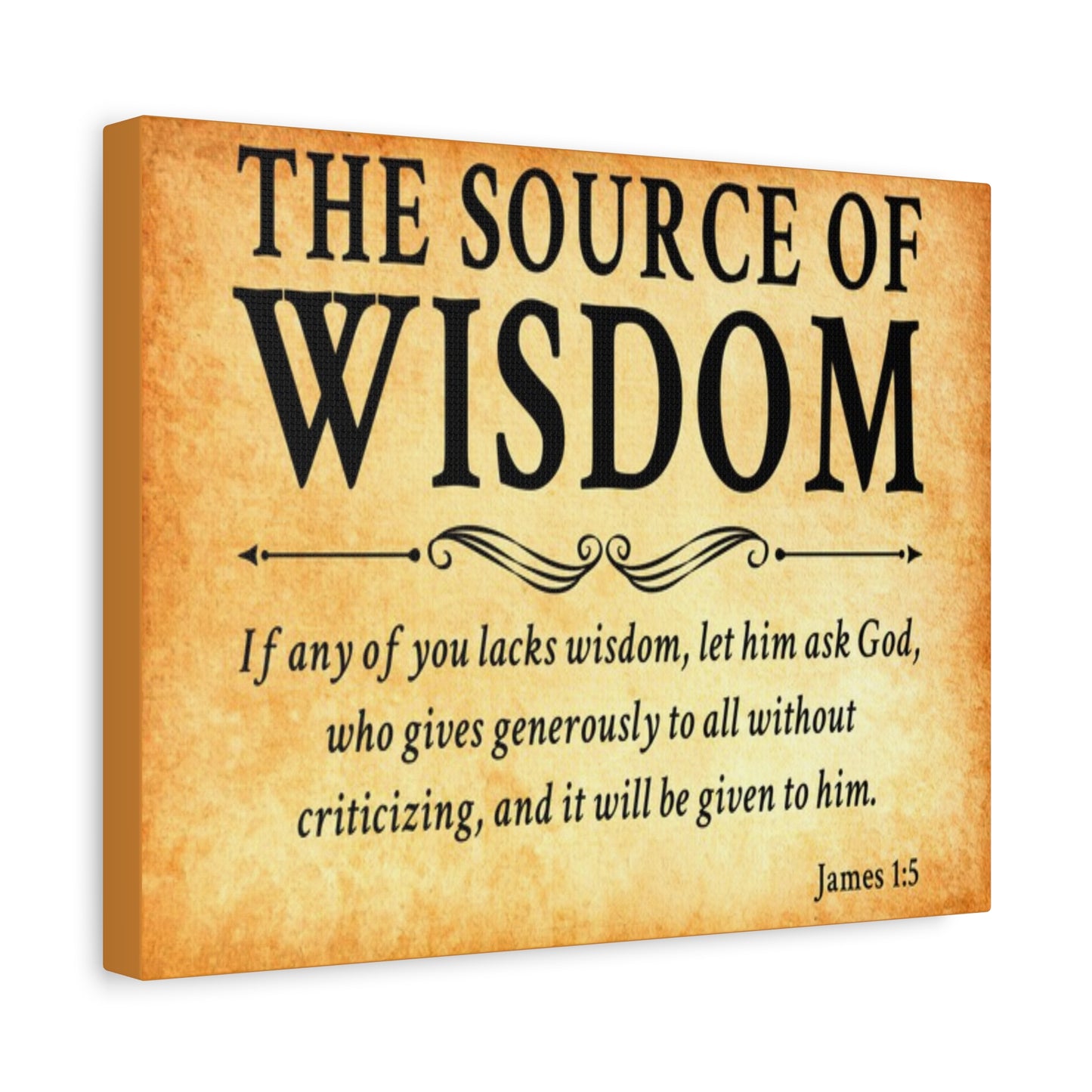 Scripture Walls James 1:5 The Source of Wisdom Gold Bible Verse Canvas Christian Wall Art Ready to Hang Unframed