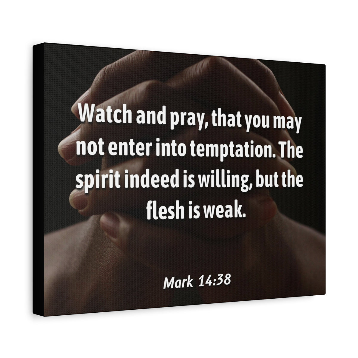 Scripture Canvas Temptation Mark 14:38 Christian Wall Art Bible Verse Print Ready to Hang
