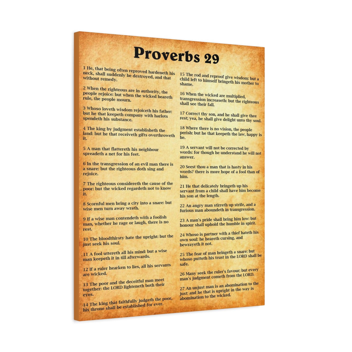 Scripture Walls Proverbs Chapter 29 Gold Bible Canvas Christian Wall Art Ready to Hang Unframed
