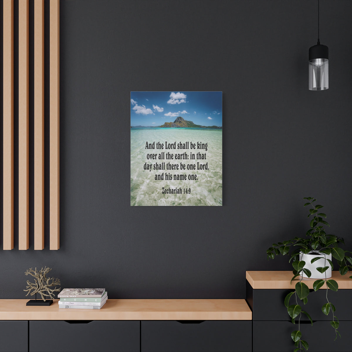 Scripture Canvas The Lord Shall Be King Zechariah 14:9 Christian Wall Art Bible Verse Print Ready to Hang