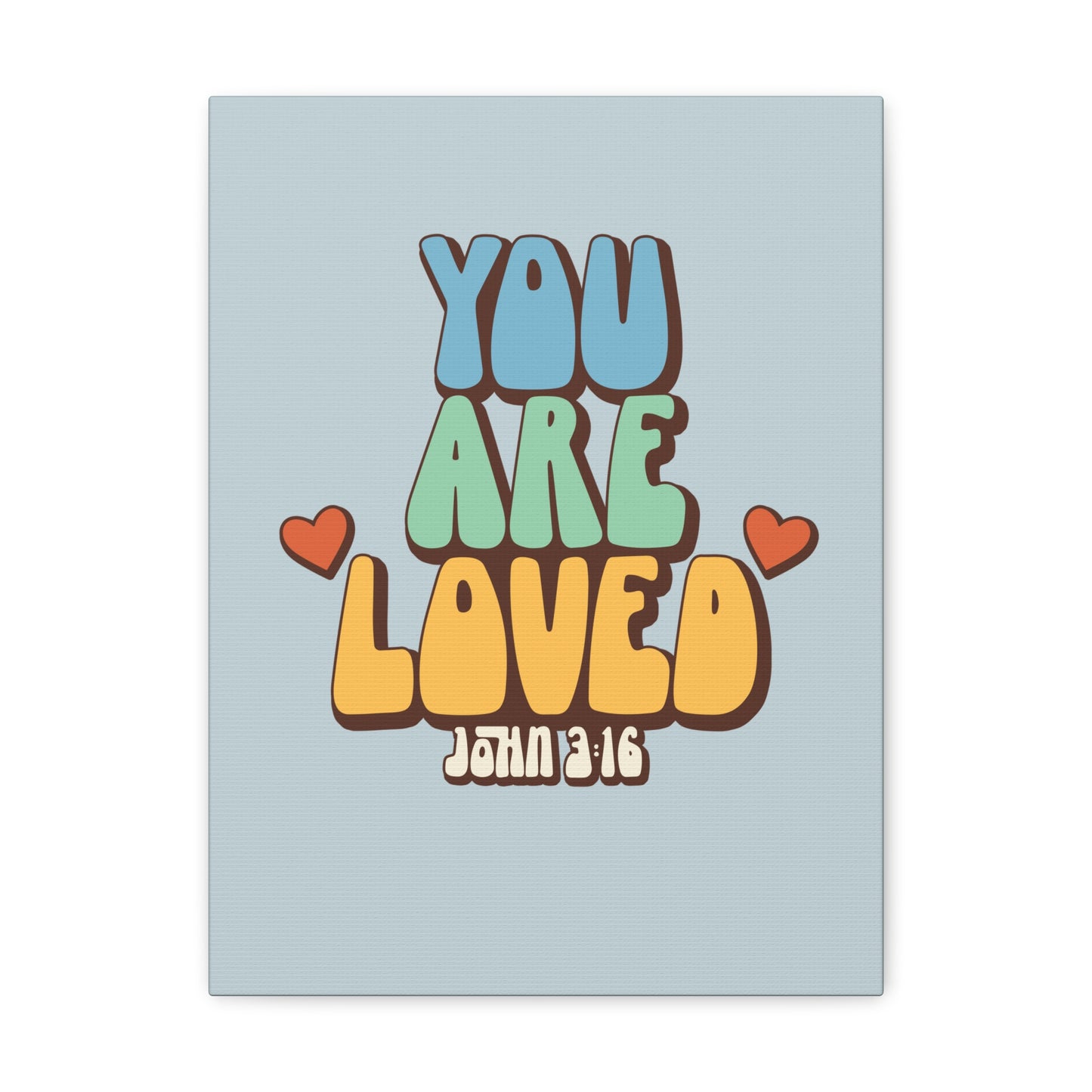 You Are Loved John 3:16 Light Blue Bible Verse Canvas Christian Wall Art Ready to Hang