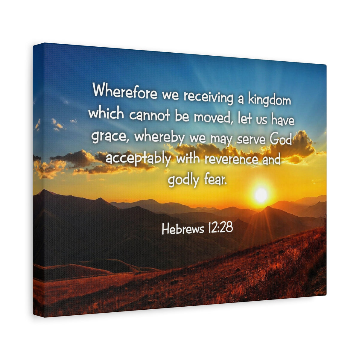 Scripture Canvas Kingdom Hebrews 12:28 KJV Christian Wall Art Bible Verse Print Ready to Hang