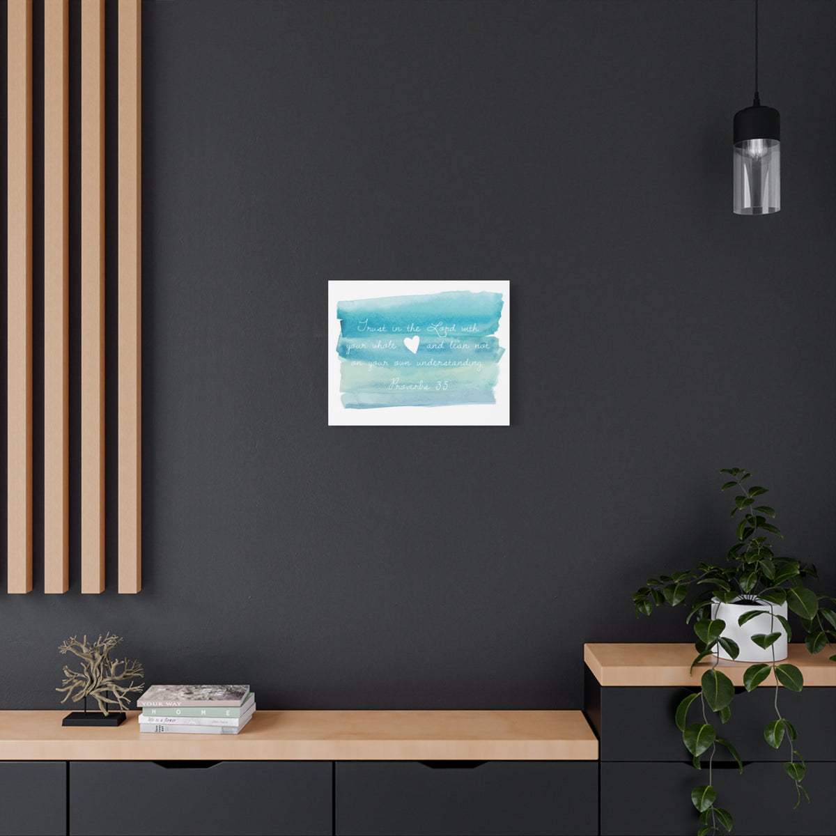 Scripture Canvas In The Lord Proverbs 3:5 Christian Wall Art Bible Verse Print Ready to Hang