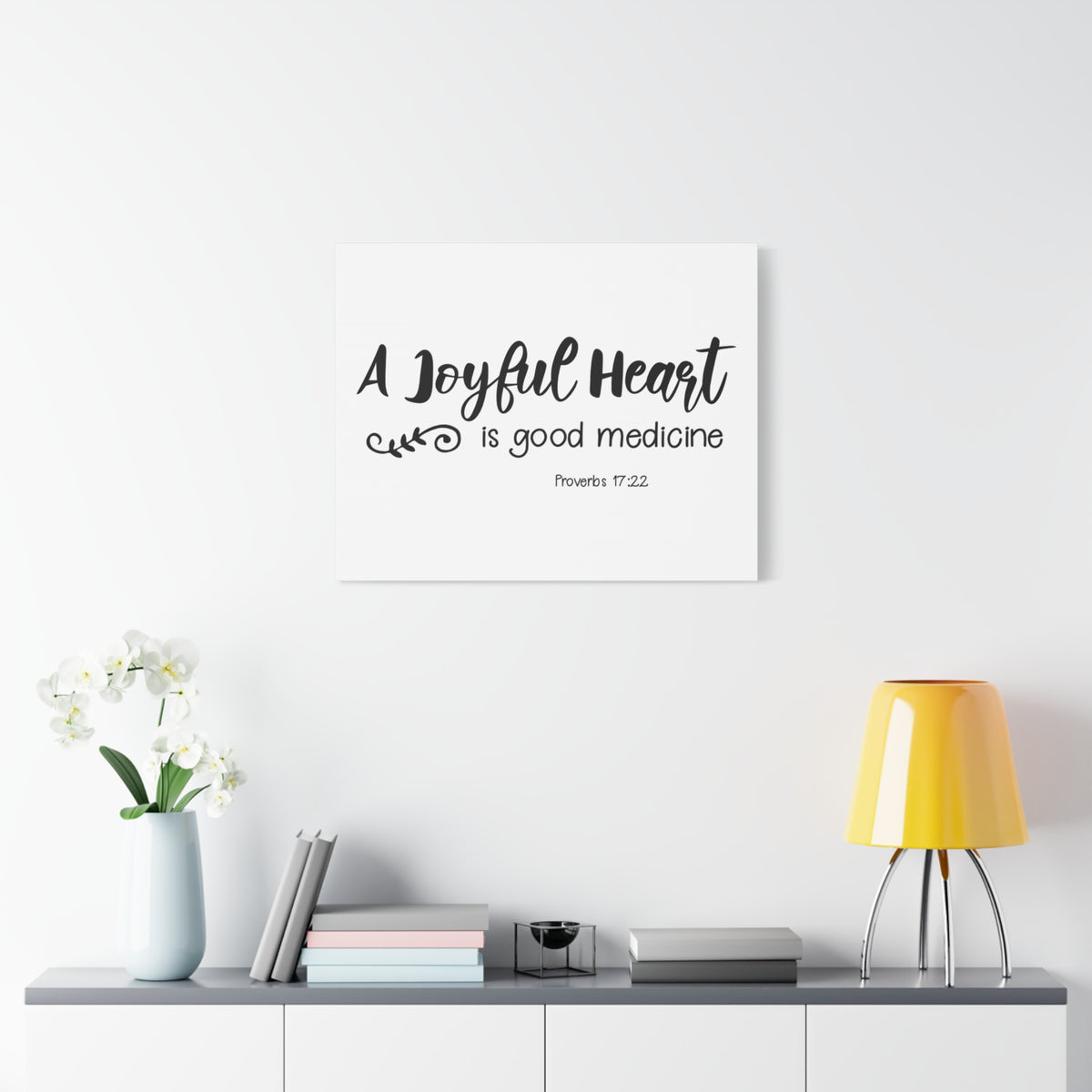 Scripture Canvas A Joyful Heart Proverbs 17:22 Christian Wall Art Bible Verse Print Ready to Hang