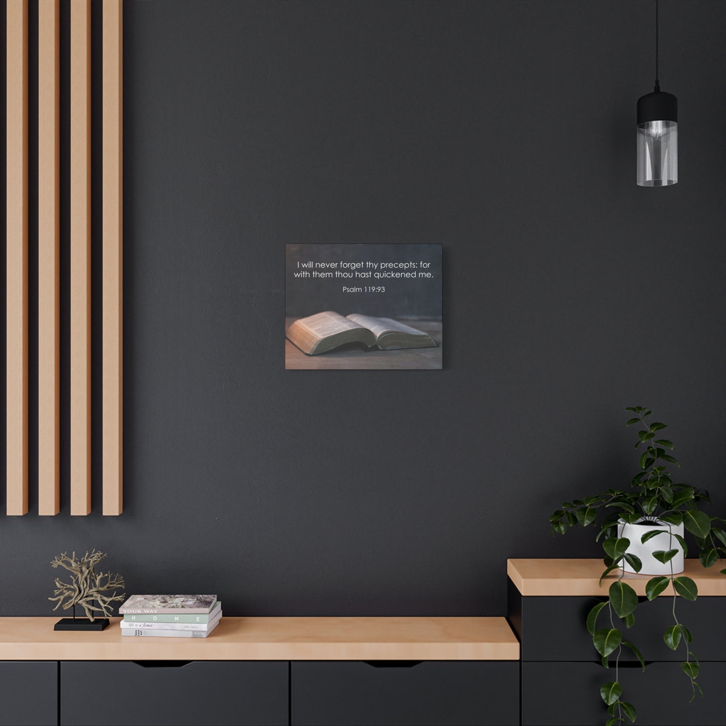 Bible Verse Canvas Never Forget Thy Precepts Psalm 119:93 Christian Home Décor Wall Art Scripture Ready to Hang Faith Print