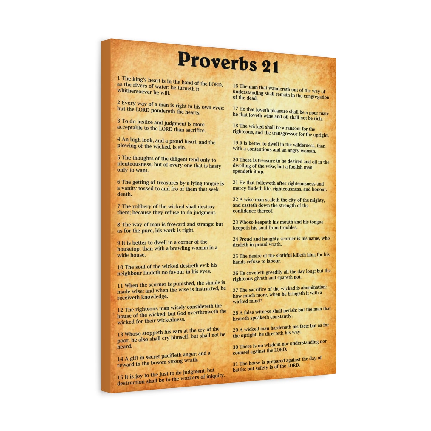 Scripture Walls Proverbs Chapter 21 Gold Bible Canvas Christian Wall Art Ready to Hang Unframed
