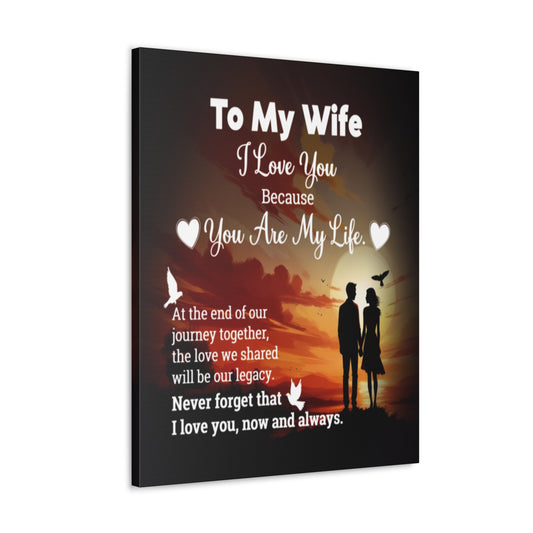 To My Wife Sunset Romance Canvas Wall Art - Heartfelt Gift of Love & Legacy