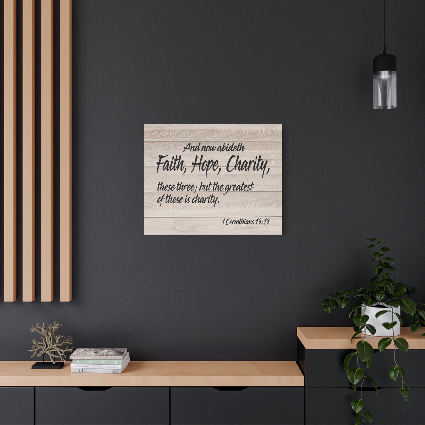 Bible Verse Canvas Faith Hope Charity 1 Corinthians 13:13 Wall Art Christian Home Decor