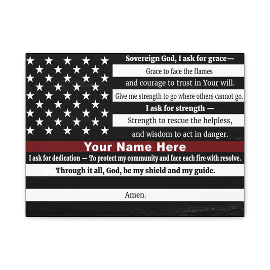 Personalized Firefighter's Prayer Bible Canvas Christian Wall Art Ready to Hang Unframed