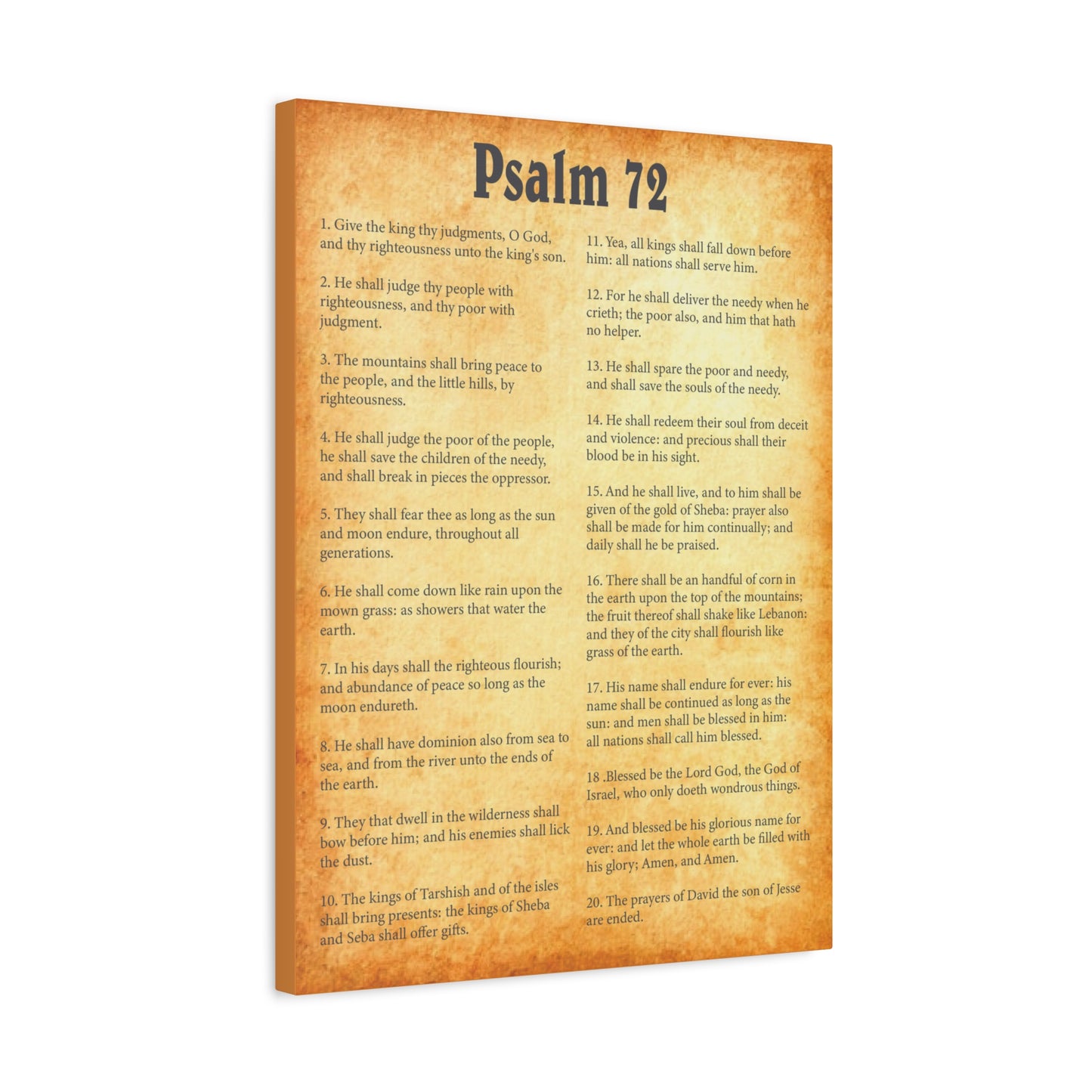 Scripture Walls Psalm 72 Gold Bible Chapter Canvas Christian Wall Art Ready to Hang