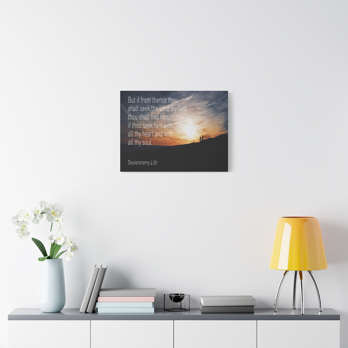 Scripture Canvas Lord Thy God Deuteronomy 4:29 Christian Wall Art Bible Verse Print Ready to Hang