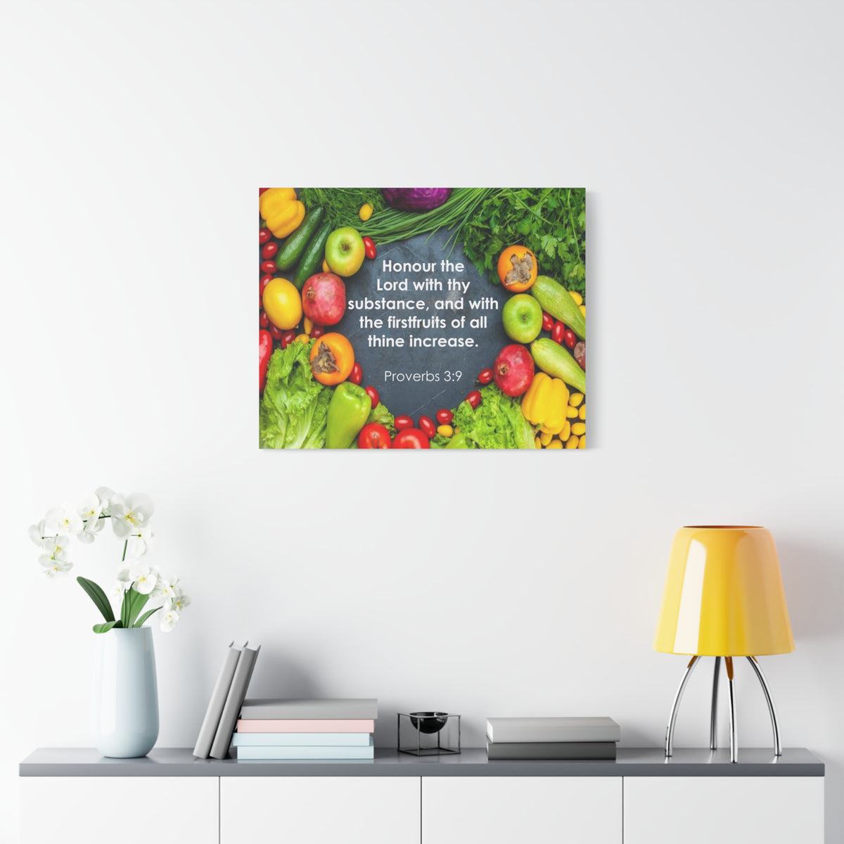 Scripture Canvas Firstfruits Proverbs 3:9 Wall Art Bible Verse Print Ready to Hang