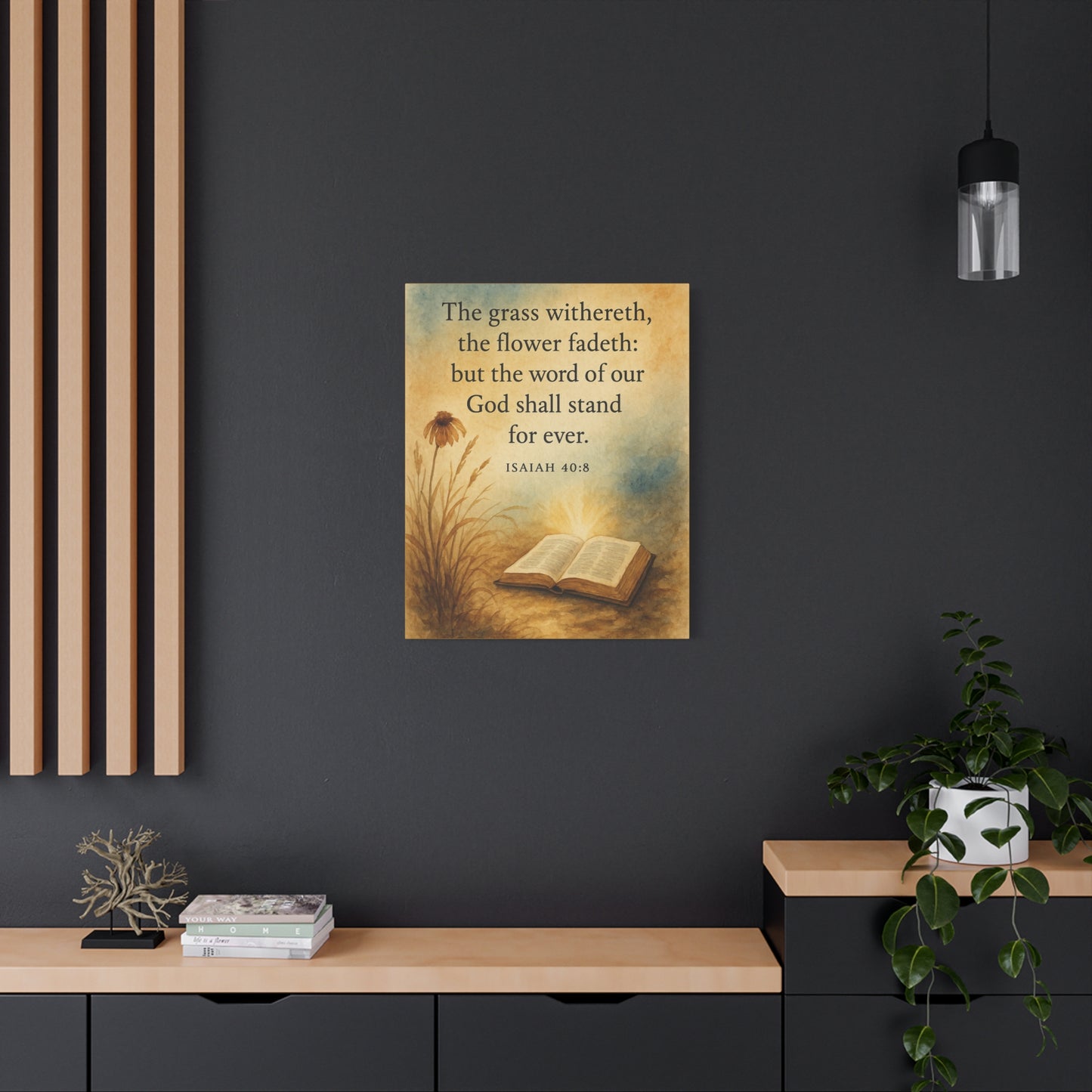 Bible Verse Canvas Isaiah 40:8 Christian Home Décor Wall Art Scripture Ready to Hang Faith Print