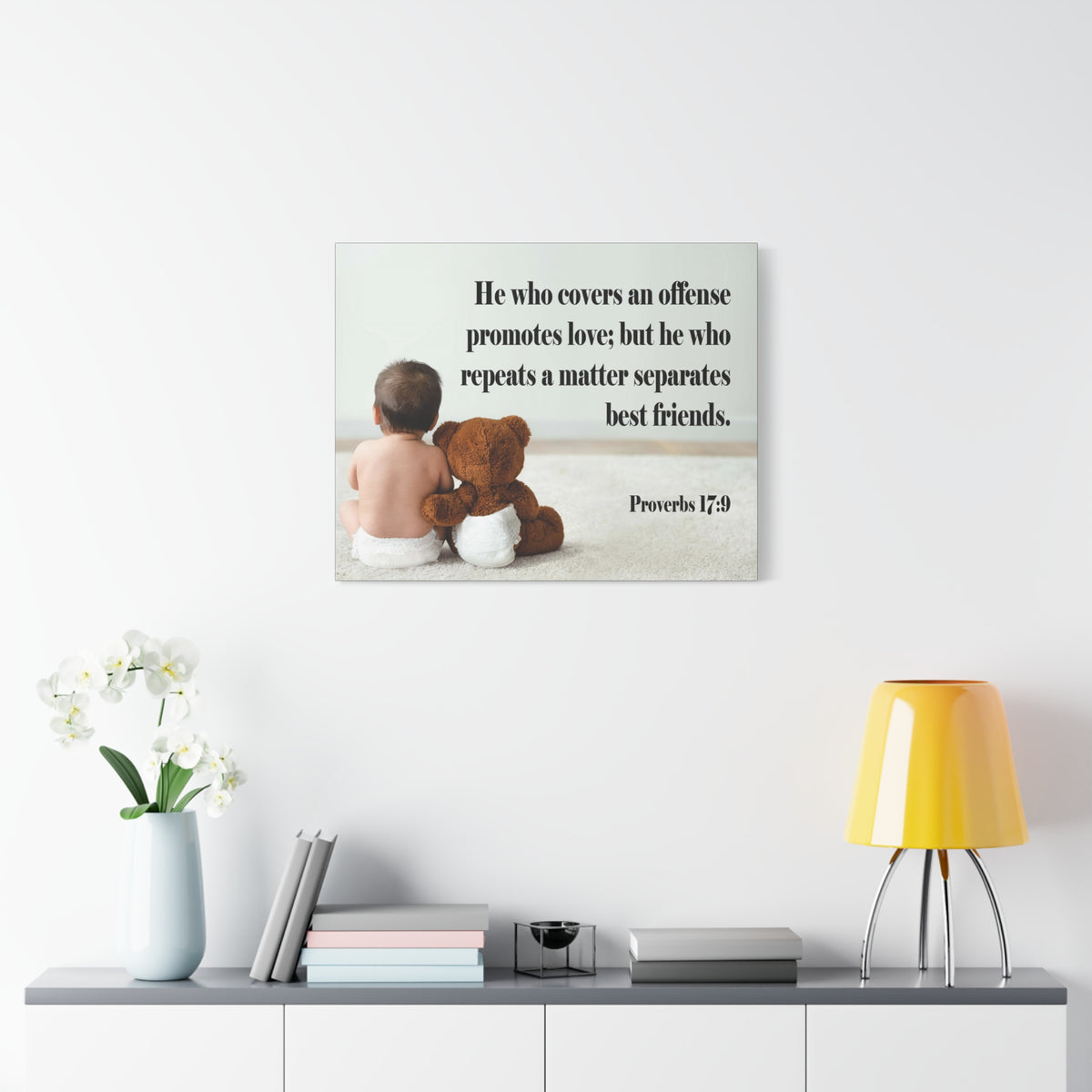 Scripture Canvas Best Friends Proverbs 17:9 Christian Wall Art Bible Verse Print Ready to Hang
