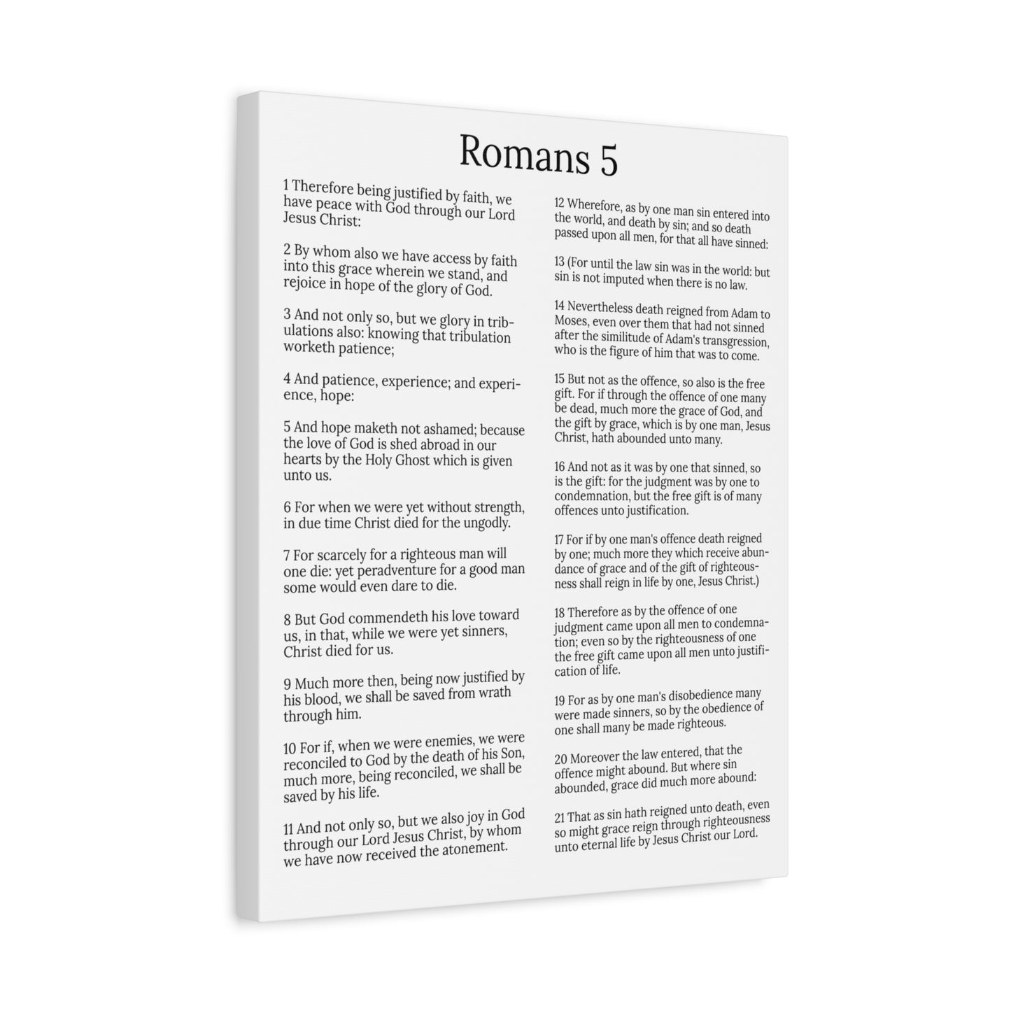 Scripture Walls Justification Romans 5 White Chapter Christian Wall Art Print Ready to Hang Unframed