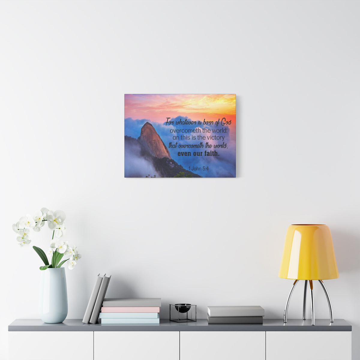Scripture Canvas Born of God 1 John 5:4 Christian Wall Art Bible Verse Print Ready to Hang