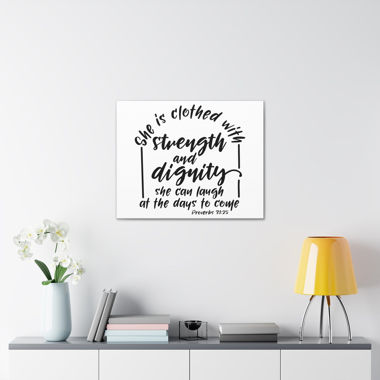 With Strength And Dignity Proverbs 31:25 Christian Wall Art Bible Verse Print Ready to Hang