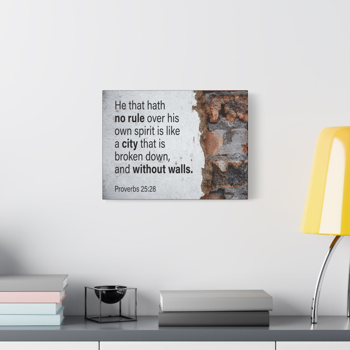 Scripture Canvas No Rule Without Walls Proverbs 25:28 Christian Wall Art Bible Verse Print Ready to Hang