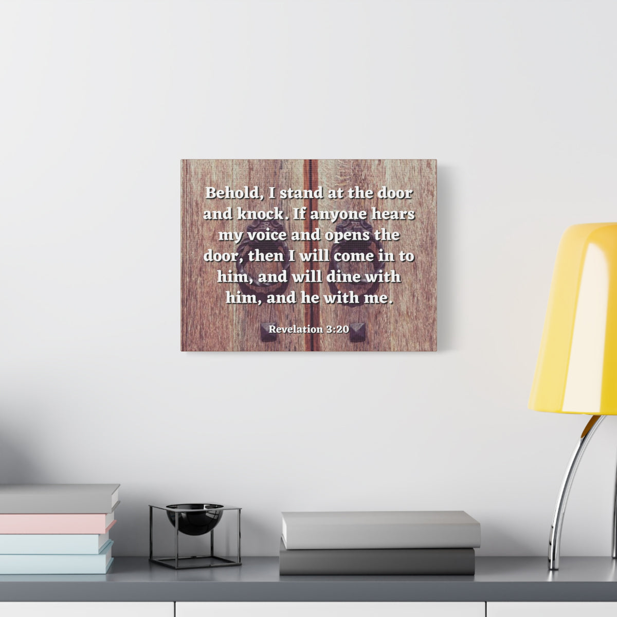 Scripture Canvas My Voice Revelation 3:20 Christian Wall Art Bible Verse Print Ready to Hang
