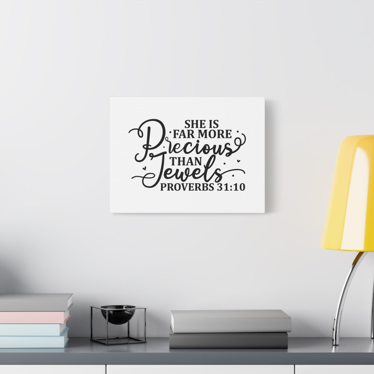 Scripture Canvas Far More Precious Proverbs 31:10 Christian Wall Art Bible Verse Print Ready to Hang