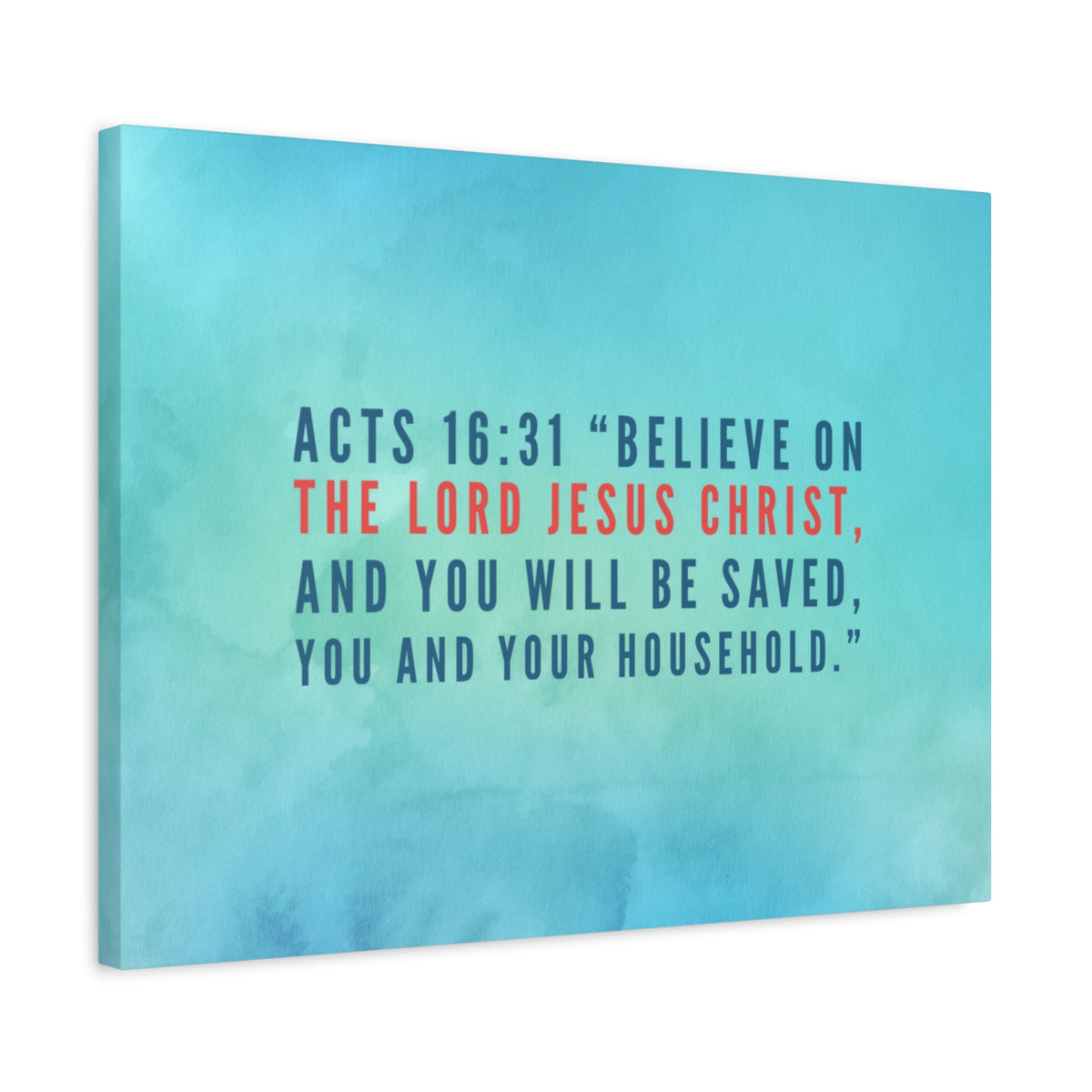 Scripture Canvas You Will Be Saved Acts 16:31 Christian Wall Art Bible Verse Print Ready to Hang