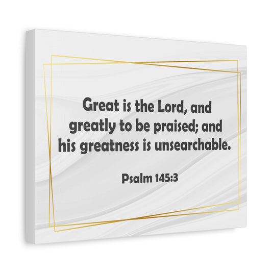 Bible Verse Canvas Great is the Lord Psalm 145:3 Christian Home Décor Wall Art Scripture Ready to Hang Faith Print