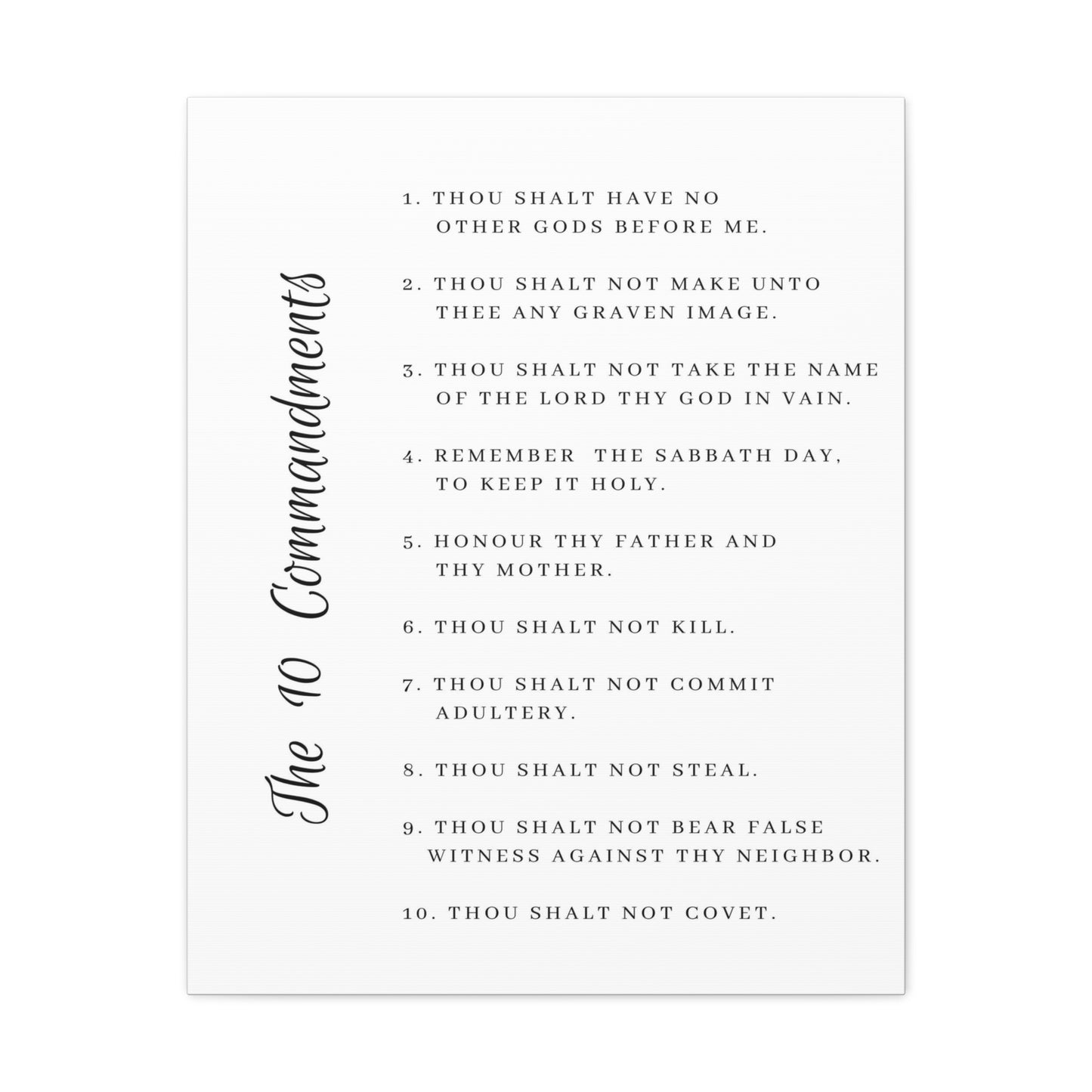 10 Commandments White Side Christian Wall Art Print Ready to Hang