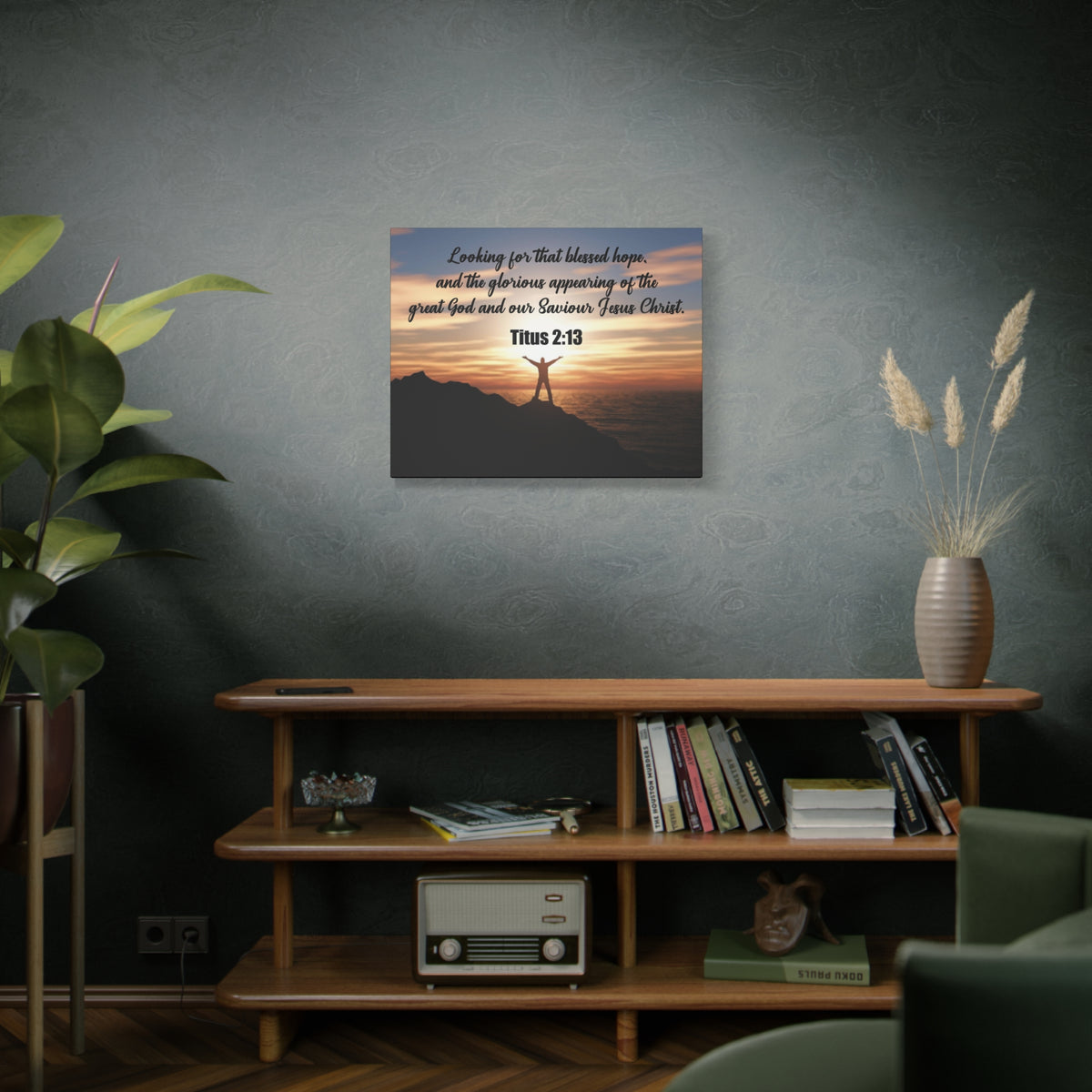 Scripture Canvas Glorious Appearing Titus 2:13 Christian Wall Art Bible Verse Print Ready to Hang