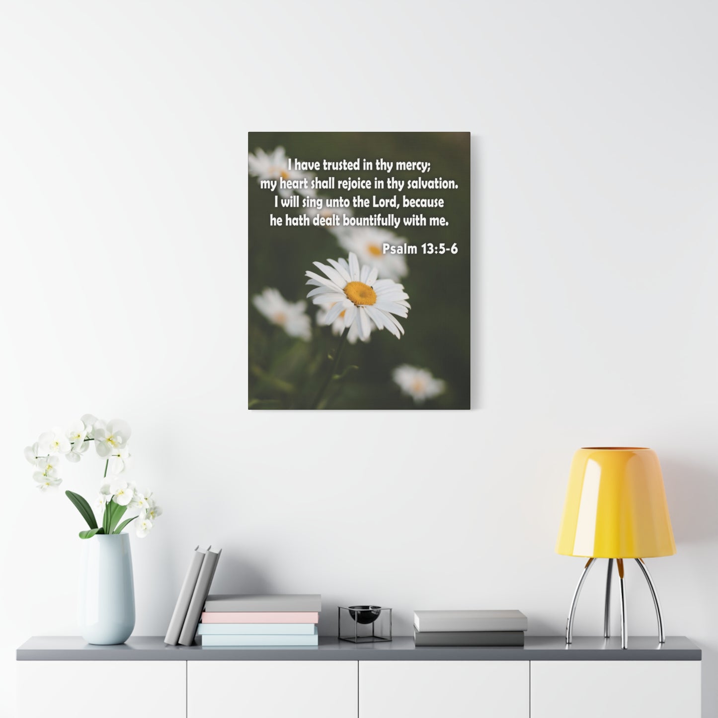 Scripture Canvas Rejoice in Thy Salvation Psalm 13:5-6 Christian Wall Art Bible Verse Print Ready to Hang