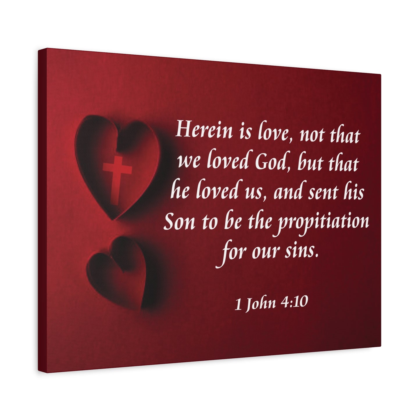 Bible Verse Canvas Herein is Love 1 John 4:10 Christian Home Décor Wall Art Scripture Ready to Hang Faith Print
