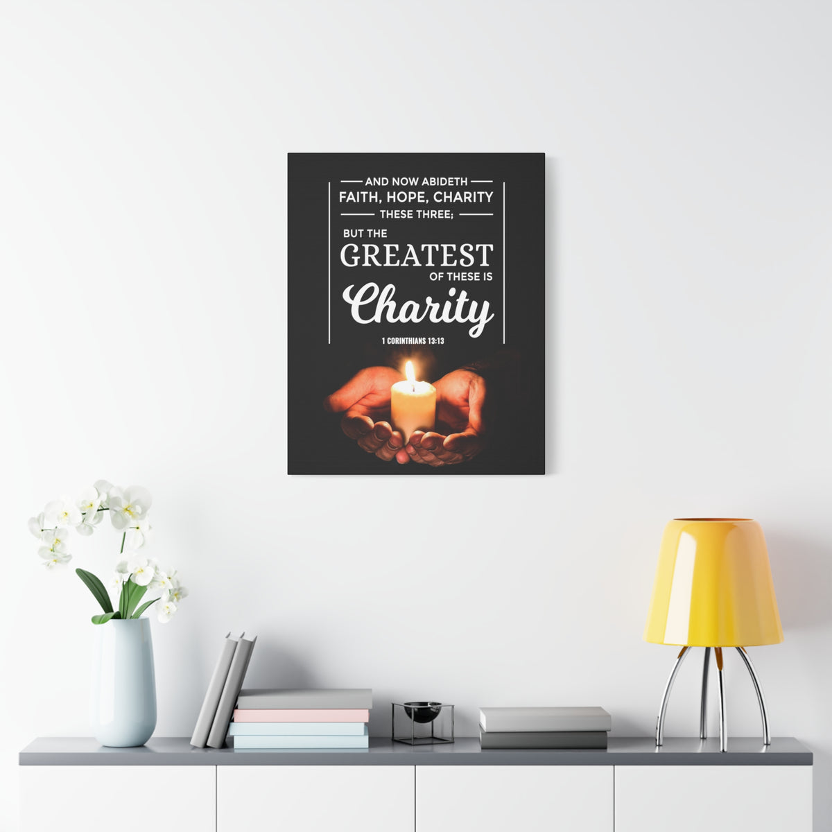 Scripture Canvas Charity 1 Corinthians 13:13 Christian Wall Art Bible Verse Print Ready to Hang