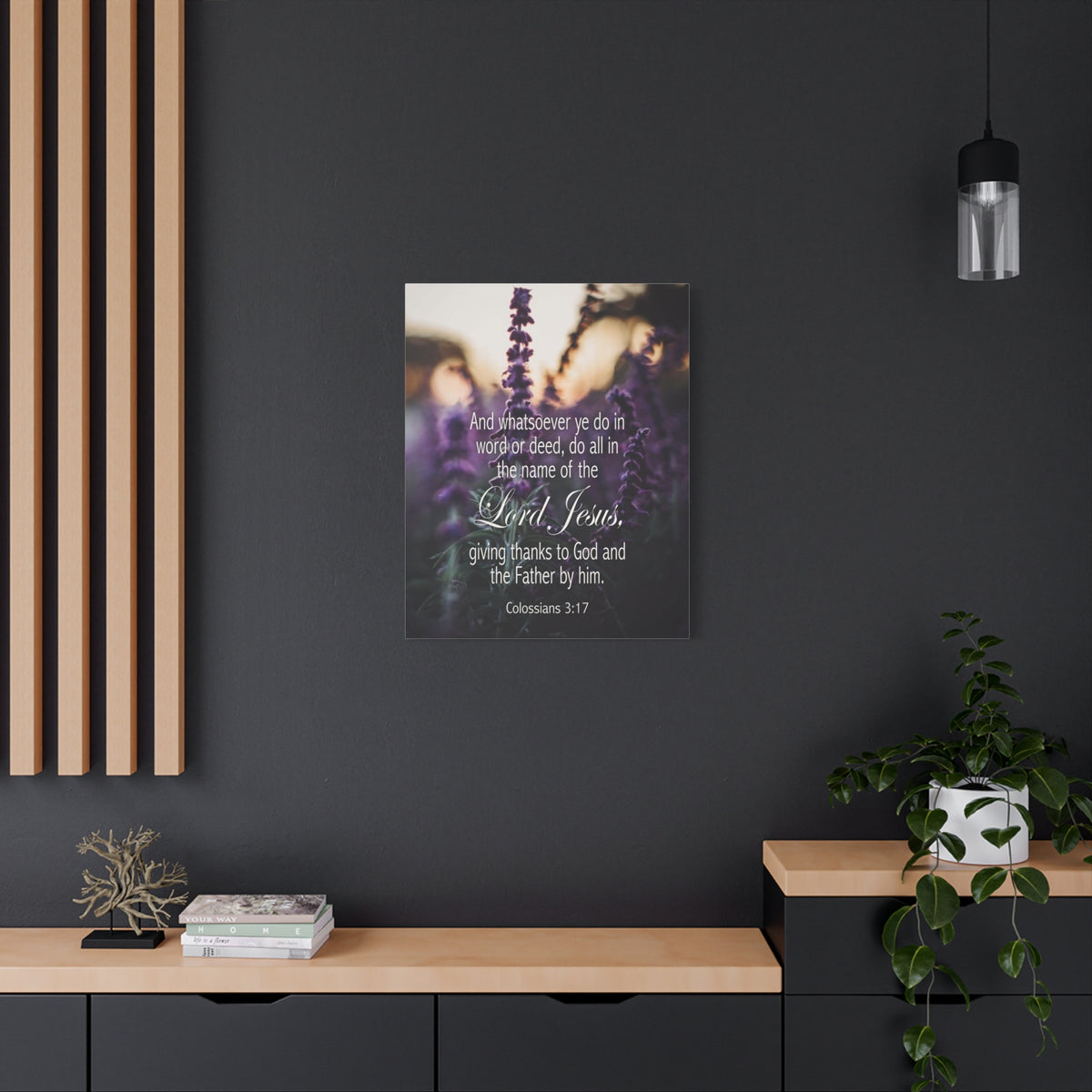 Scripture Canvas Giving Thanks to God Colossians 3:17 Christian Wall Art Bible Verse Print Ready to Hang