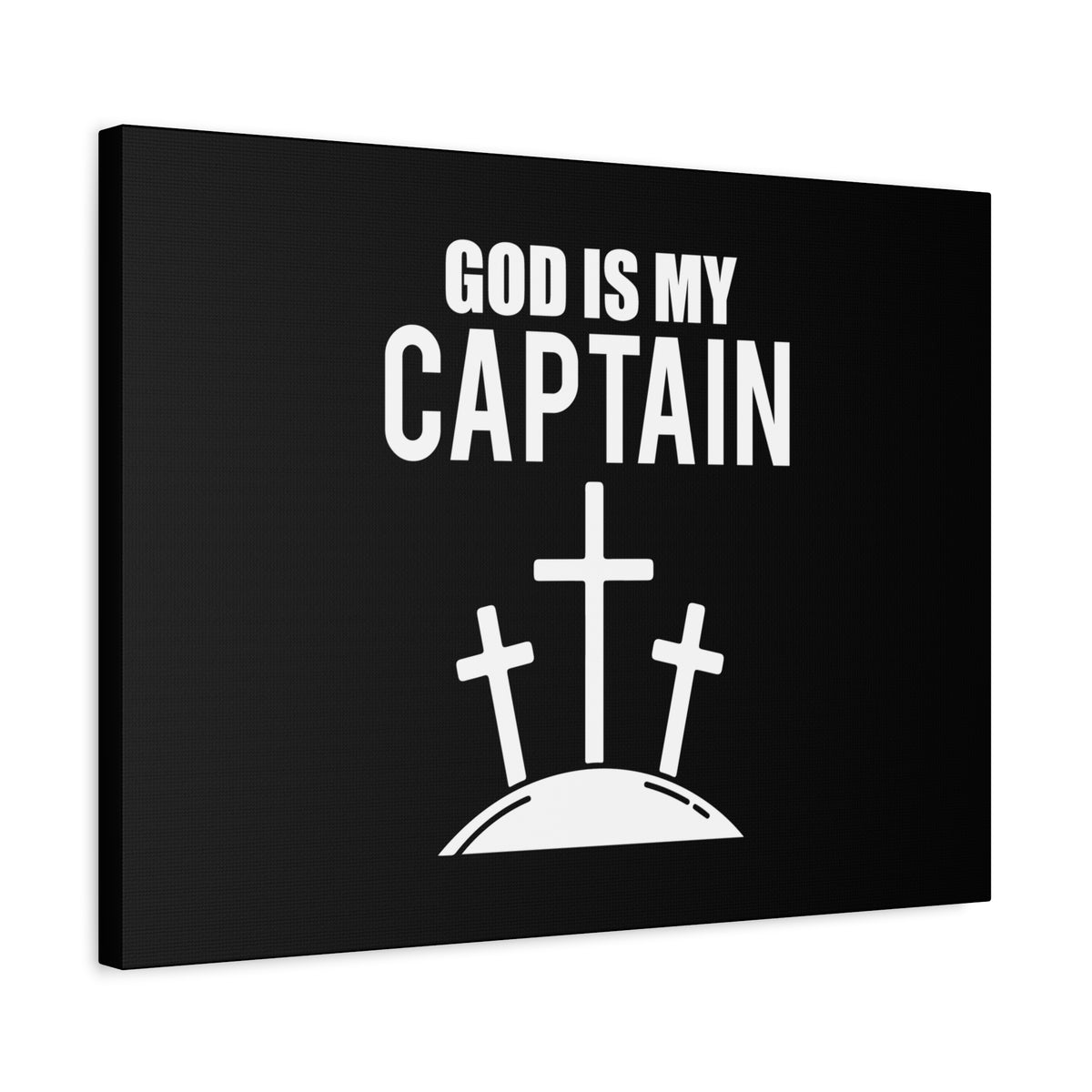 Scripture Canvas God Is My Captain Hebrews 12:2 Three Cross Christian Wall Art Bible Verse Print Ready to Hang