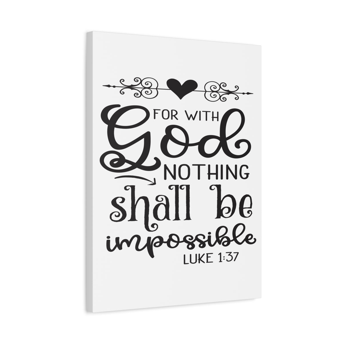 Scripture Canvas For With God Luke 1:37 Christian Wall Art Bible Verse Print Ready to Hang