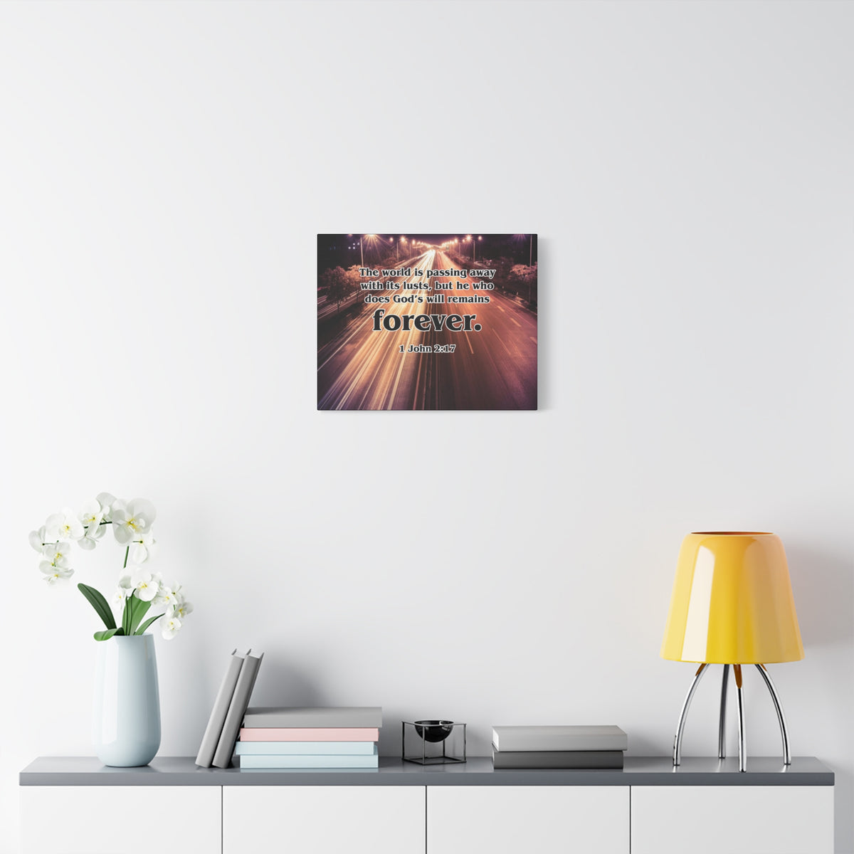 Scripture Canvas Forever 1 John 2:17 Christian Wall Art Bible Verse Print Ready to Hang