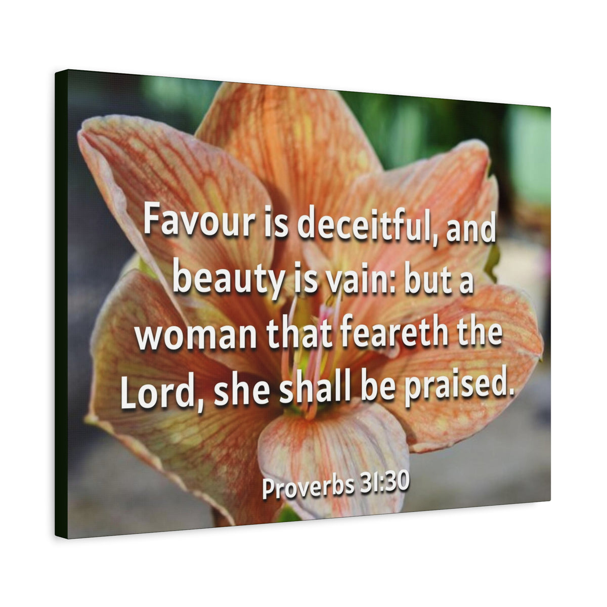 Scripture Canvas She Shall Be Praised Proverbs 31:30 Christian Wall Art Bible Verse Print Ready to Hang