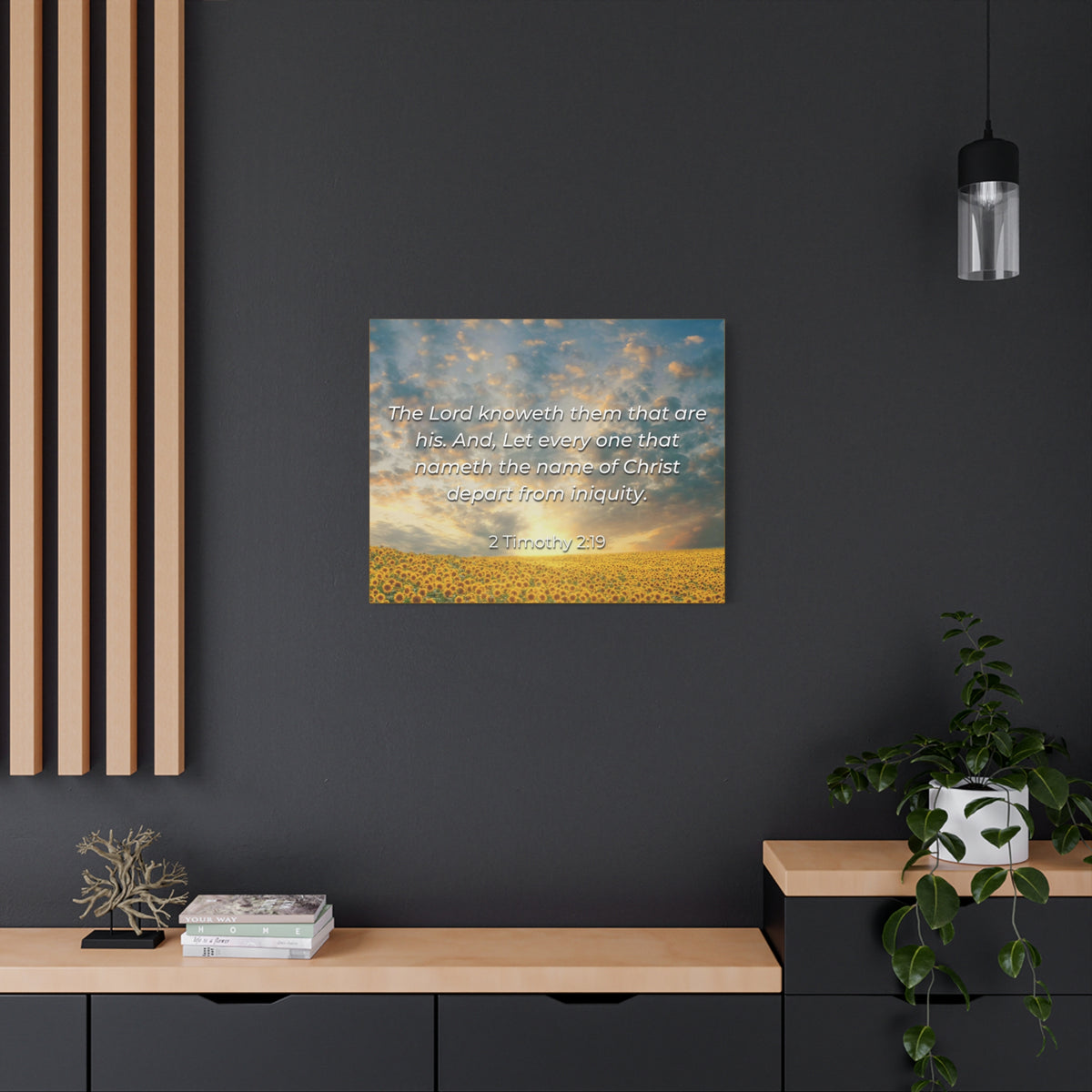 Scripture Canvas Foundation Of God 2 Timothy 2:19 Christian Wall Art Bible Verse Print Ready to Hang