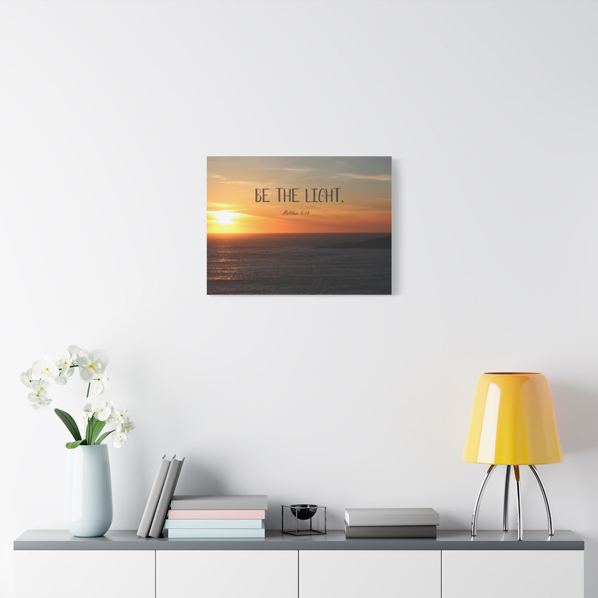 Scripture Canvas The Light Matthew 5:14 Christian Wall Art Bible Verse Print Ready to Hang