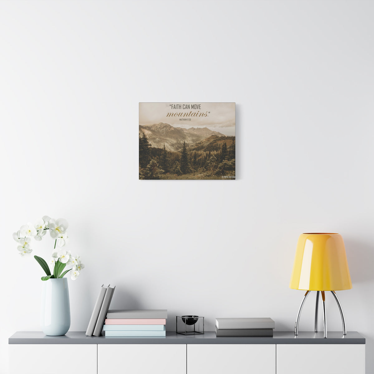 Scripture Canvas Faith Can Move Matthew 17:20 Christian Wall Art Bible Verse Print Ready to Hang
