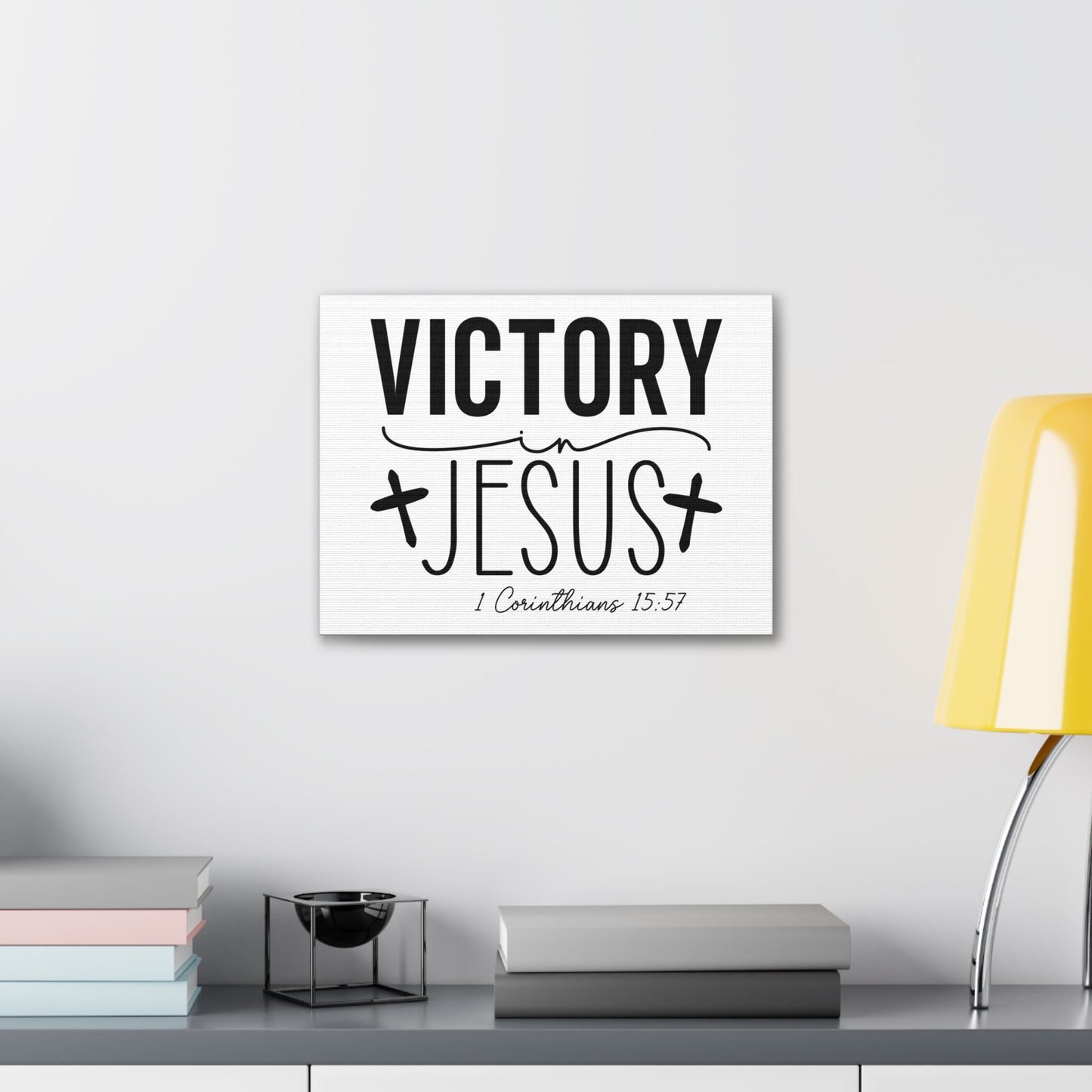 1 Corinthians 15:57 Victory in Jesus Bible Verse Canvas Christian Wall Art Ready to Hang Unframed