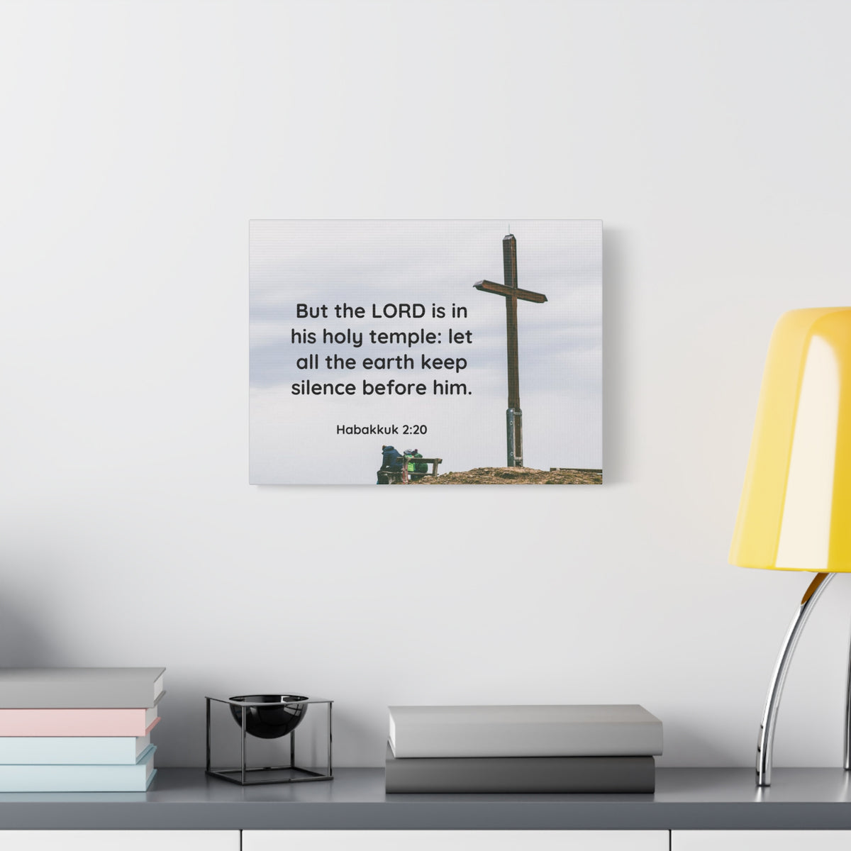 Scripture Canvas Holy Temple Habakkuk 2:20 Christian Wall Art Bible Verse Print Ready to Hang