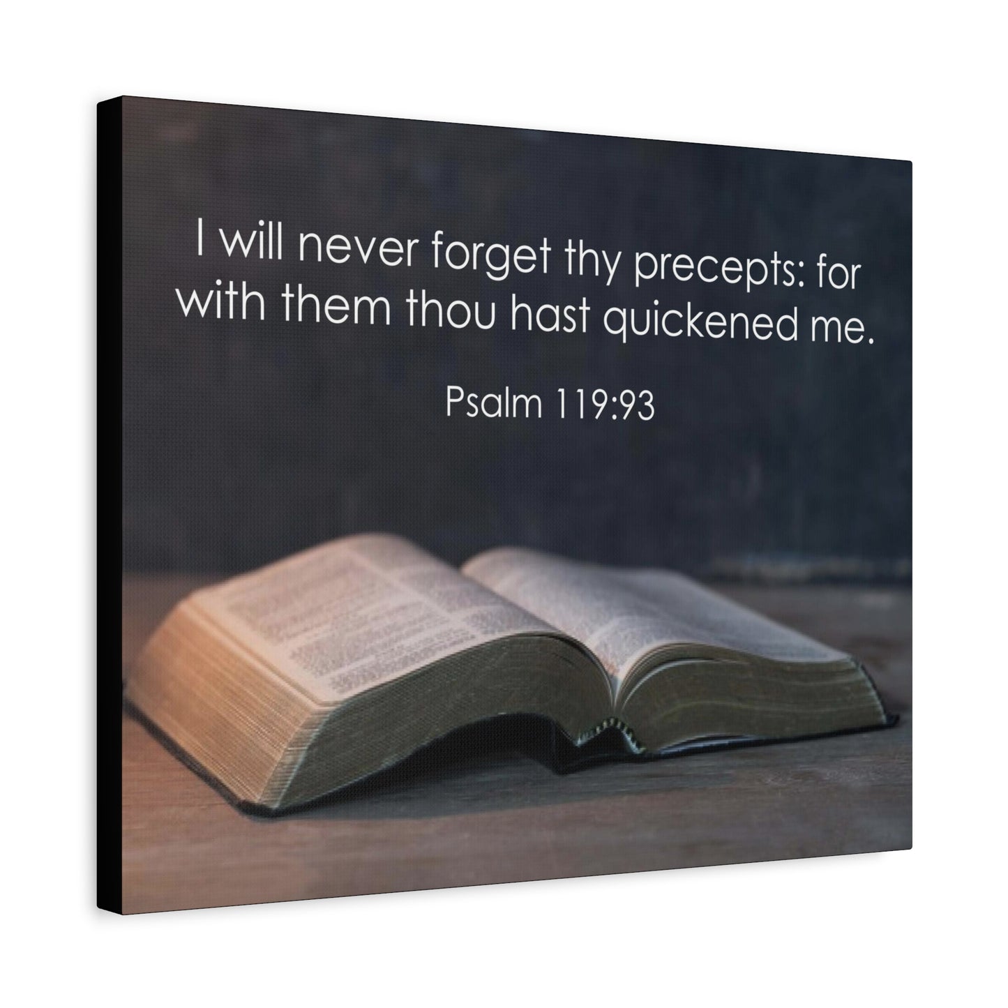 Bible Verse Canvas Never Forget Thy Precepts Psalm 119:93 Christian Home Décor Wall Art Scripture Ready to Hang Faith Print